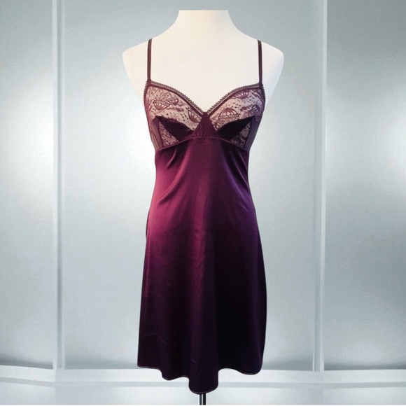 ERES Purple Chemise Lace Slip Nightie Silk Satin Blend Size 10 - Picture 1 of 15